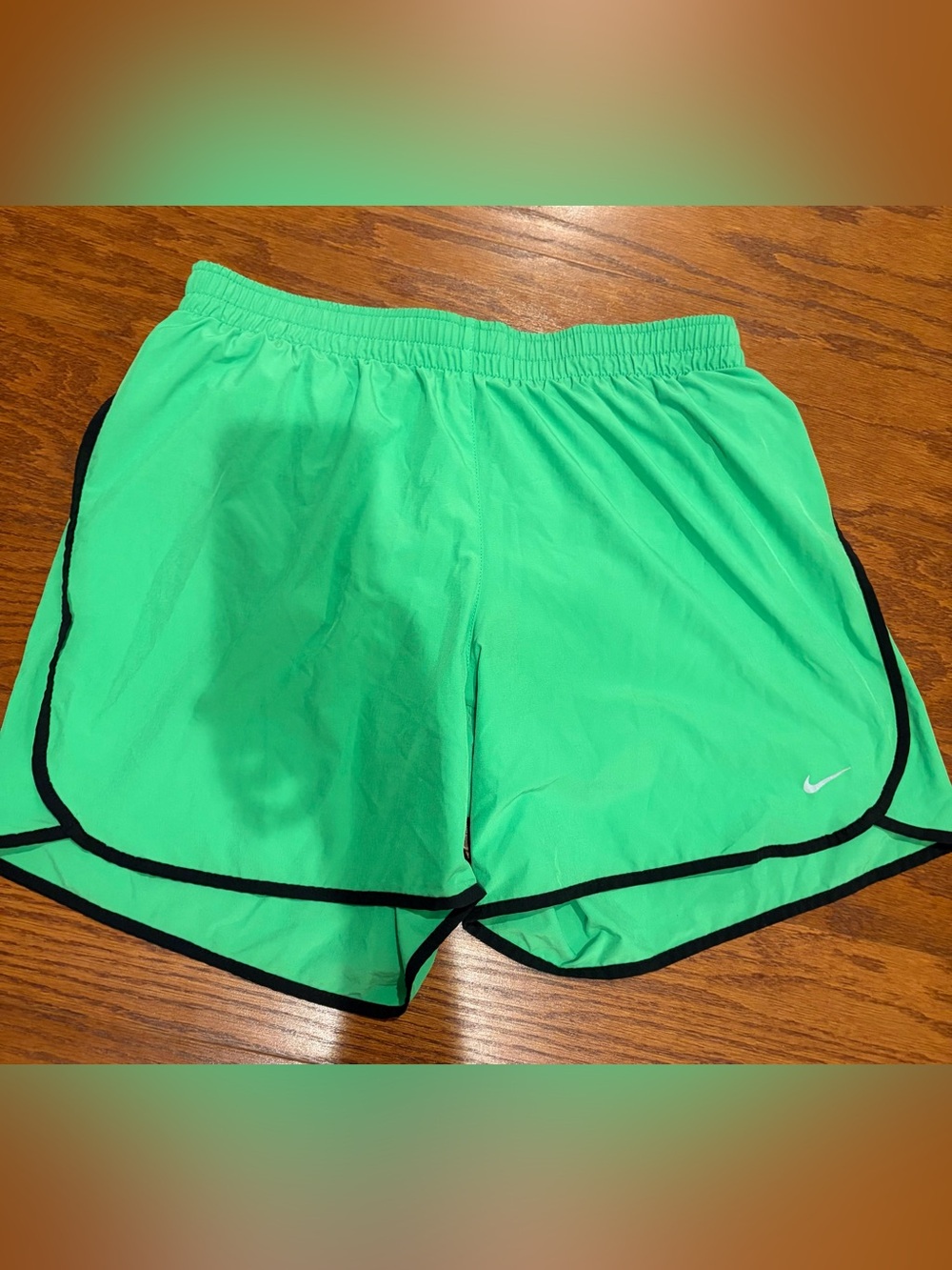 Nike Bright Green Women’s Athletic Shorts with navy Trim